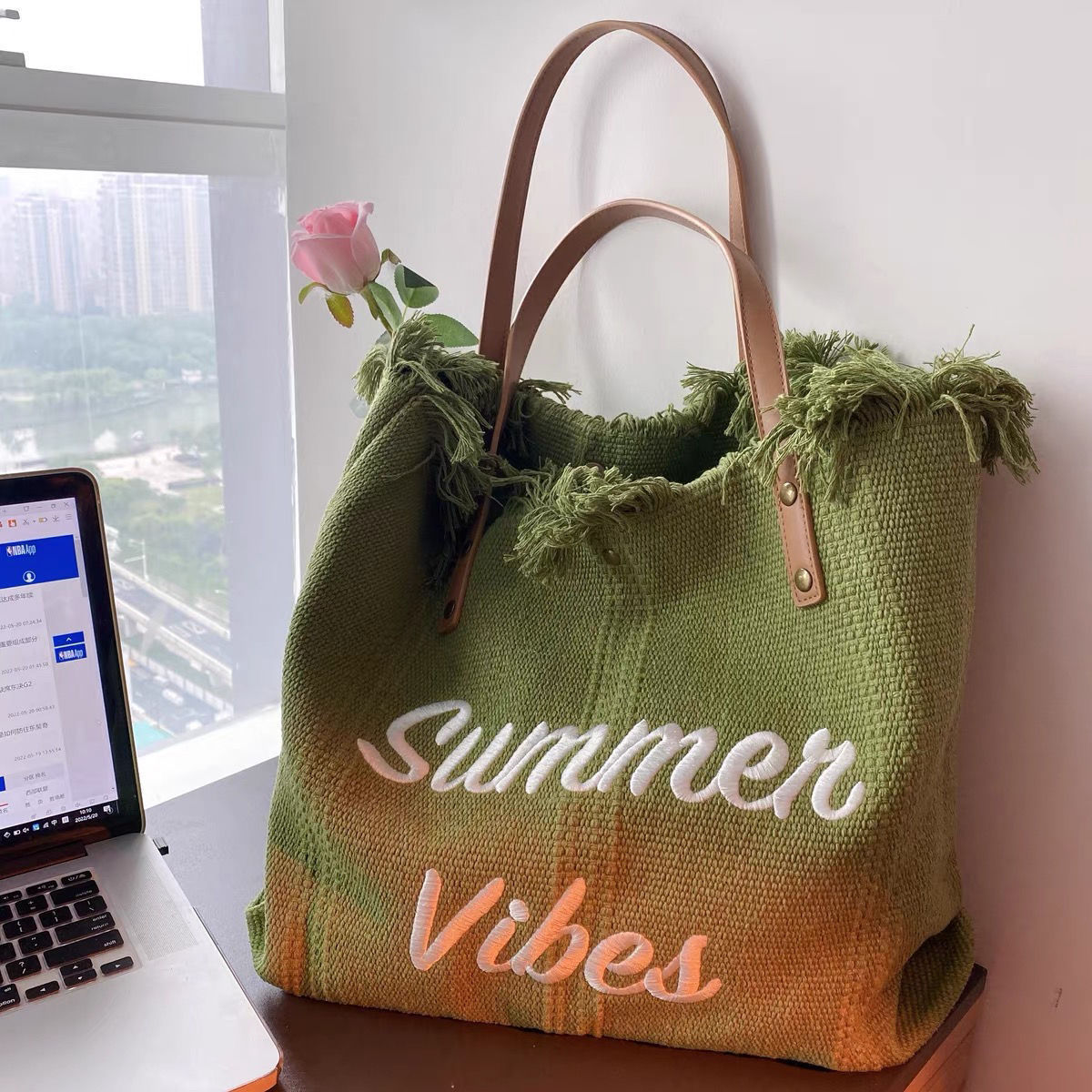 2022 new beach bag travel tote big bag fashion simple tassel bag mummy bag large capacity shoulder bag fashion