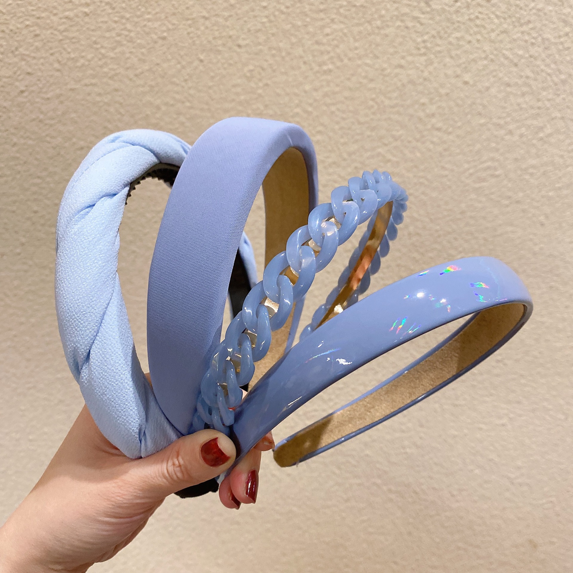 韩版高级感蓝色系海绵发箍女网红发捆简约压发头箍高颅顶发卡头饰