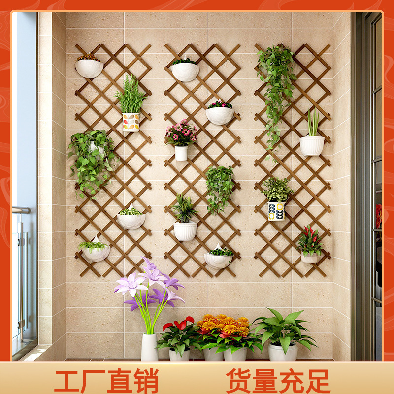 墙上挂式花架阳台装饰置物架壁挂墙面花盆挂架网格悬挂墙壁花墙.
