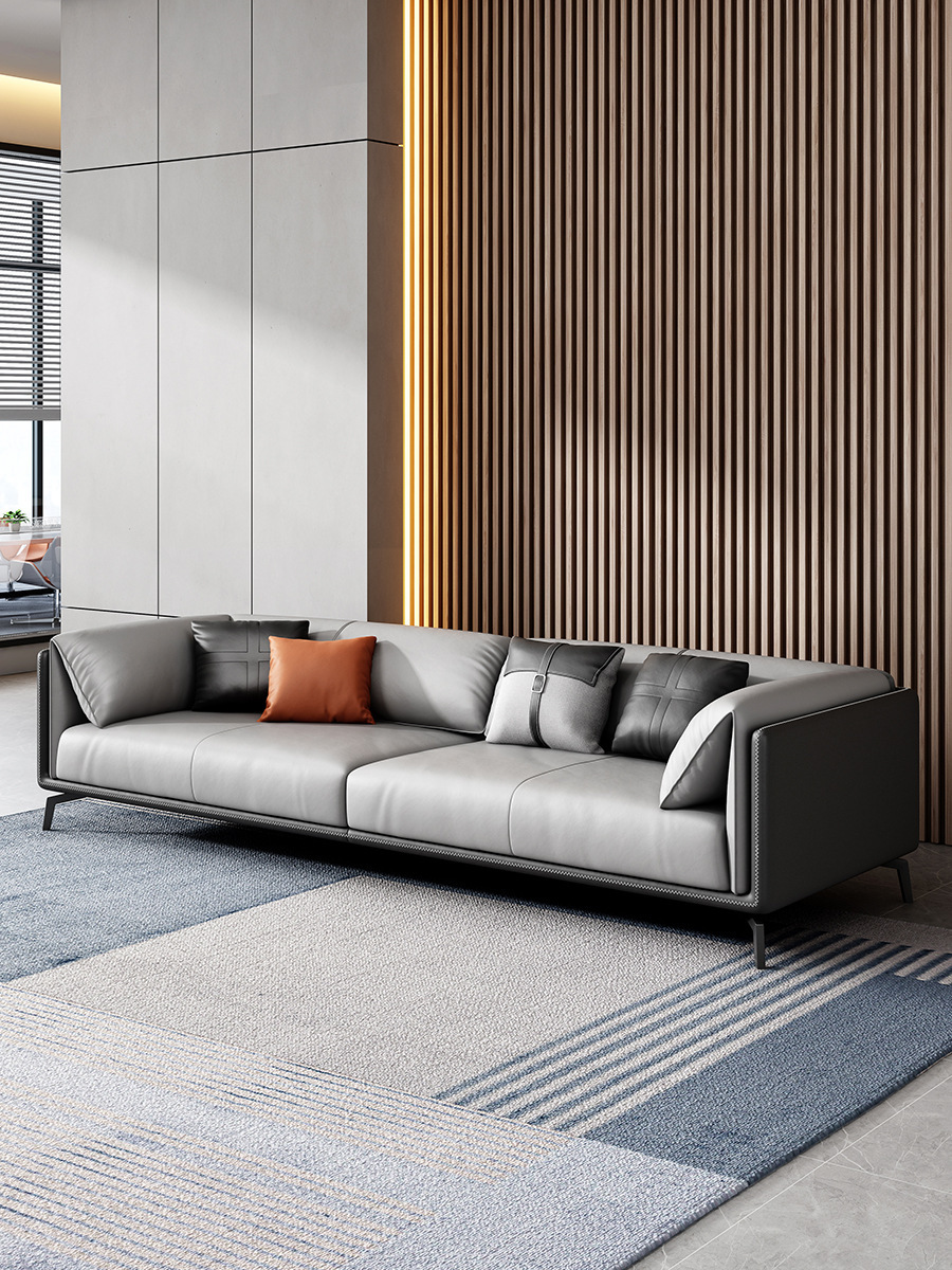 意式办公沙发茶几组合套装休闲三人位商务会客接待简约办公室沙发