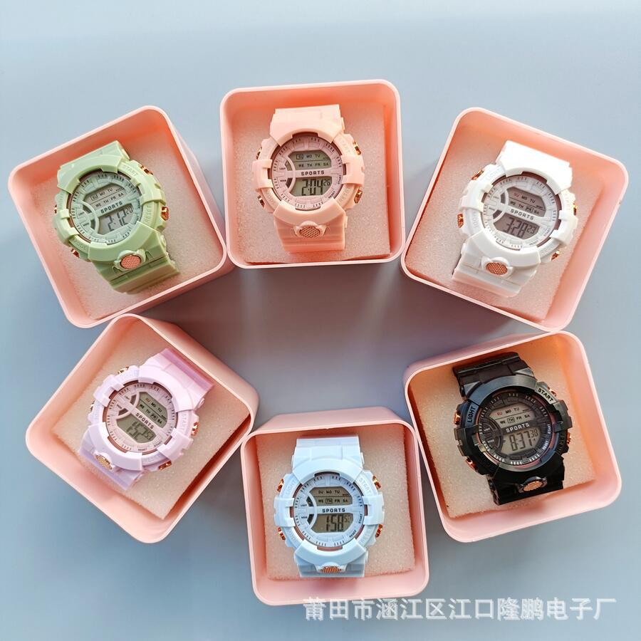 Factory Direct Supply Children's Watch Female Ins Style Junior High School and Elementary School Students Boys and Girls Drop-Resistant Luminous Digital Sport Watch