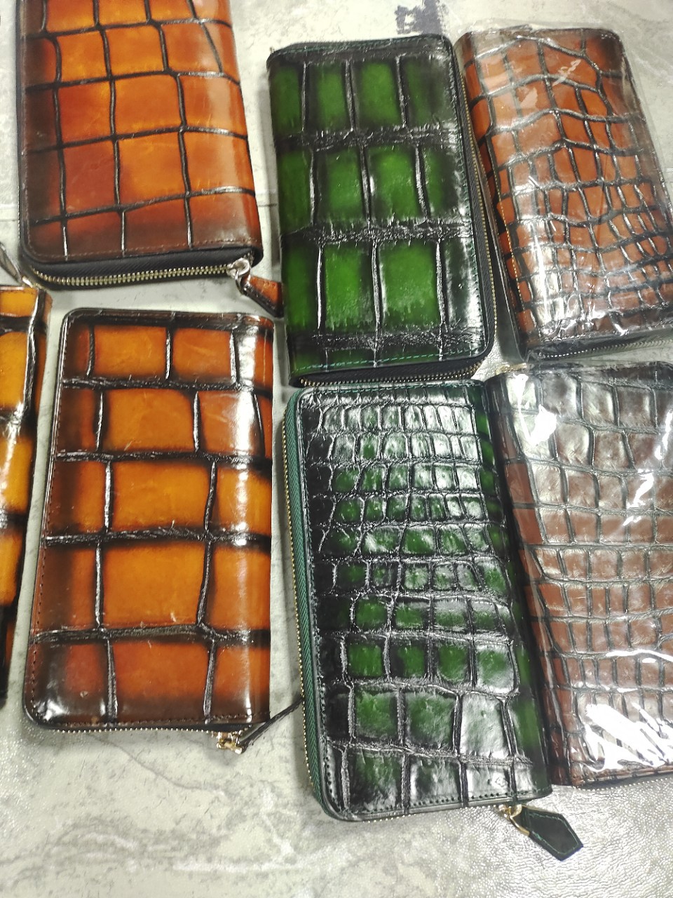 工厂直销暹罗鳄鱼皮男包男士钱包时尚潮流手包长款手拿包真皮钱包