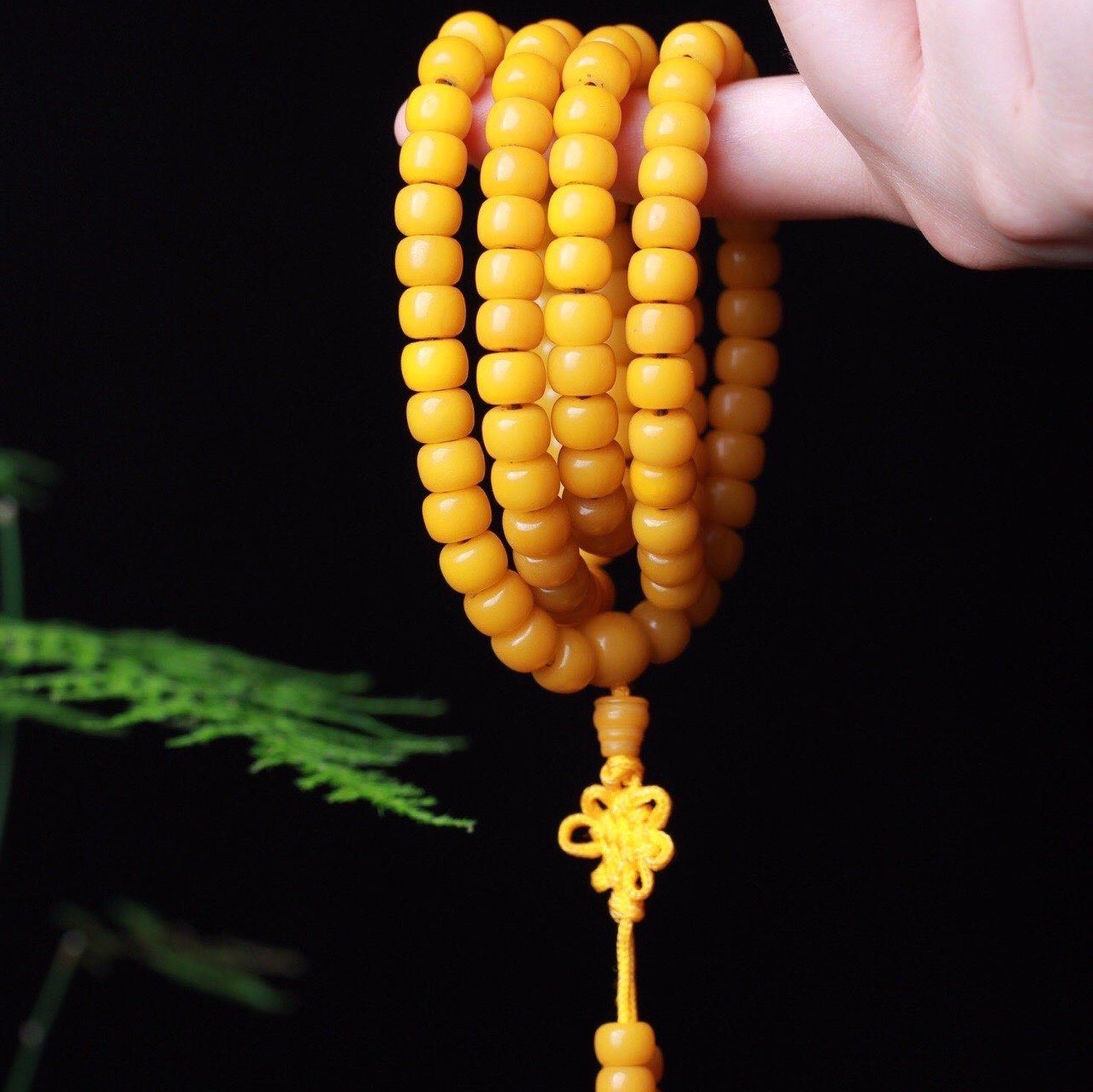菩提根自然陈籽玉化黄色菩提佛珠手串修行108颗手链项链念珠批发