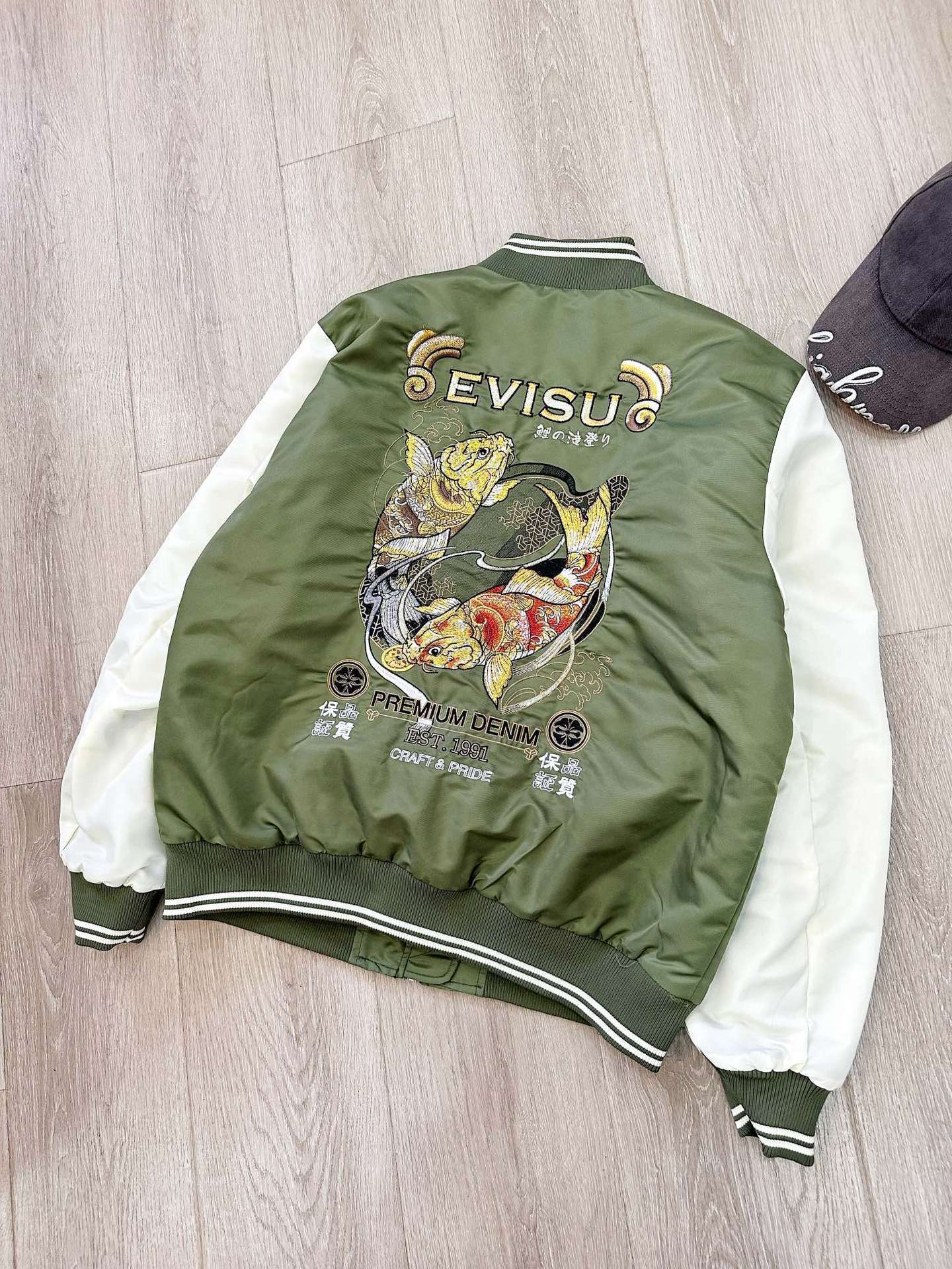 一件代发2022秋季新款潮牌福神男士刺绣夹棉飞行员外套棒球服棉服