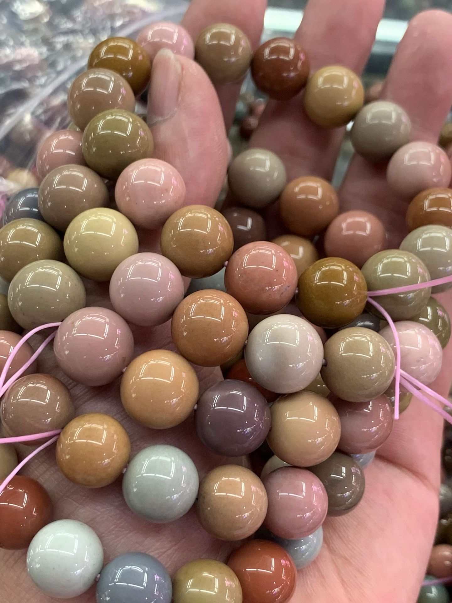 阿拉善彩玉 天然戈壁玛瑙 马卡龙奶昔色系 彩虹色散珠 水晶饰品
