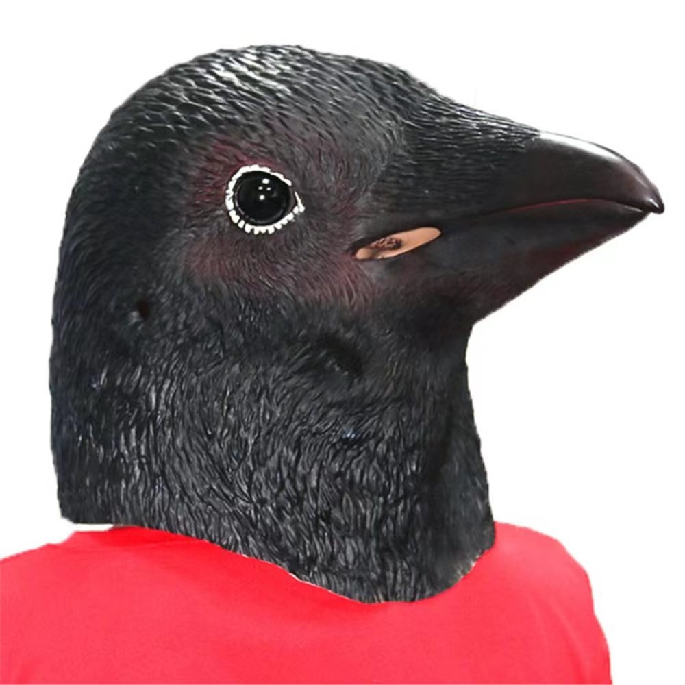 新款万圣节乌鸦面具亚马逊爆款乳胶可爱型动物全头套乌鸦鸟嘴面罩