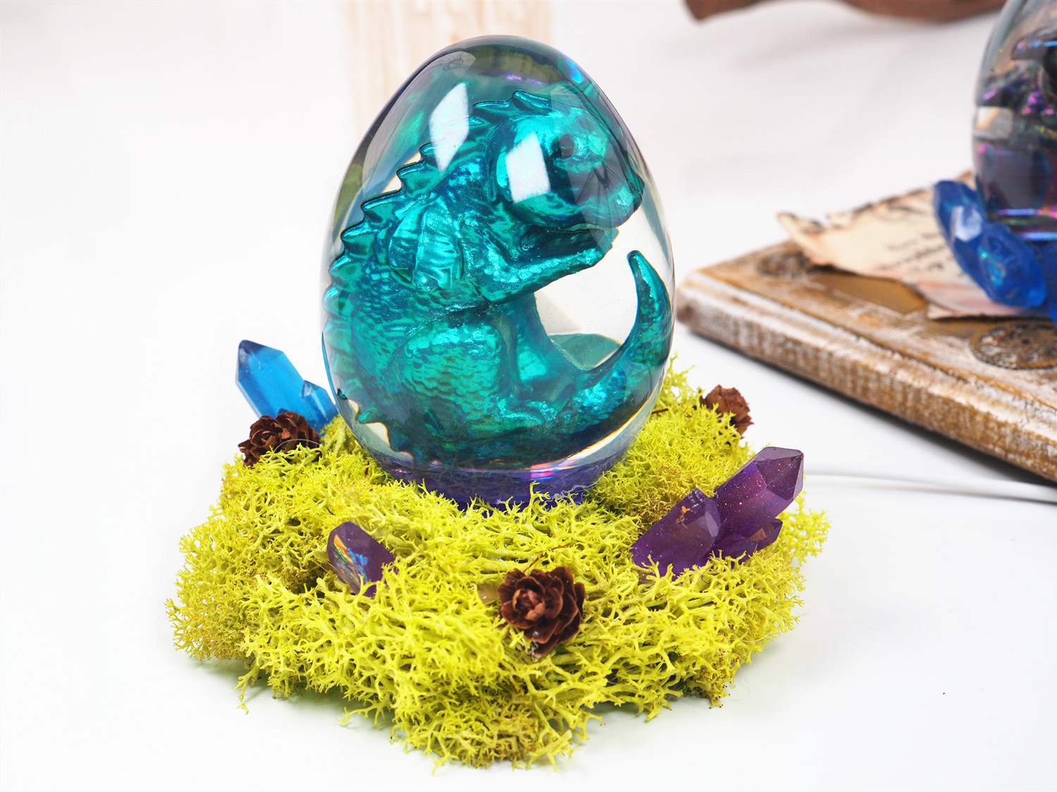 diy水晶滴胶鸡蛋形龙蛋一体星空球夜灯镜面硅胶模具