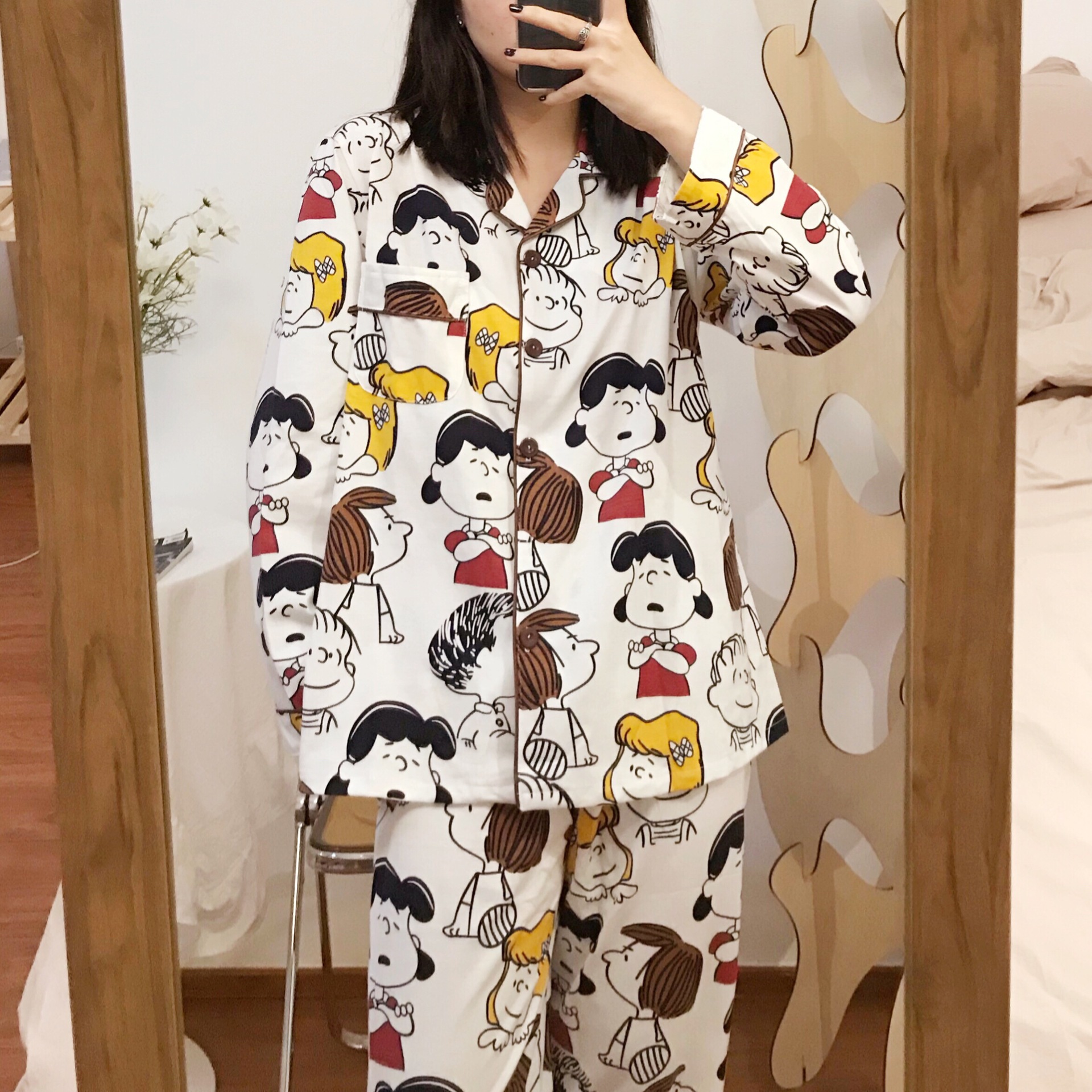 查理布朗主人史努比睡衣女春秋款纯棉长袖可爱日系卡通可外穿套装