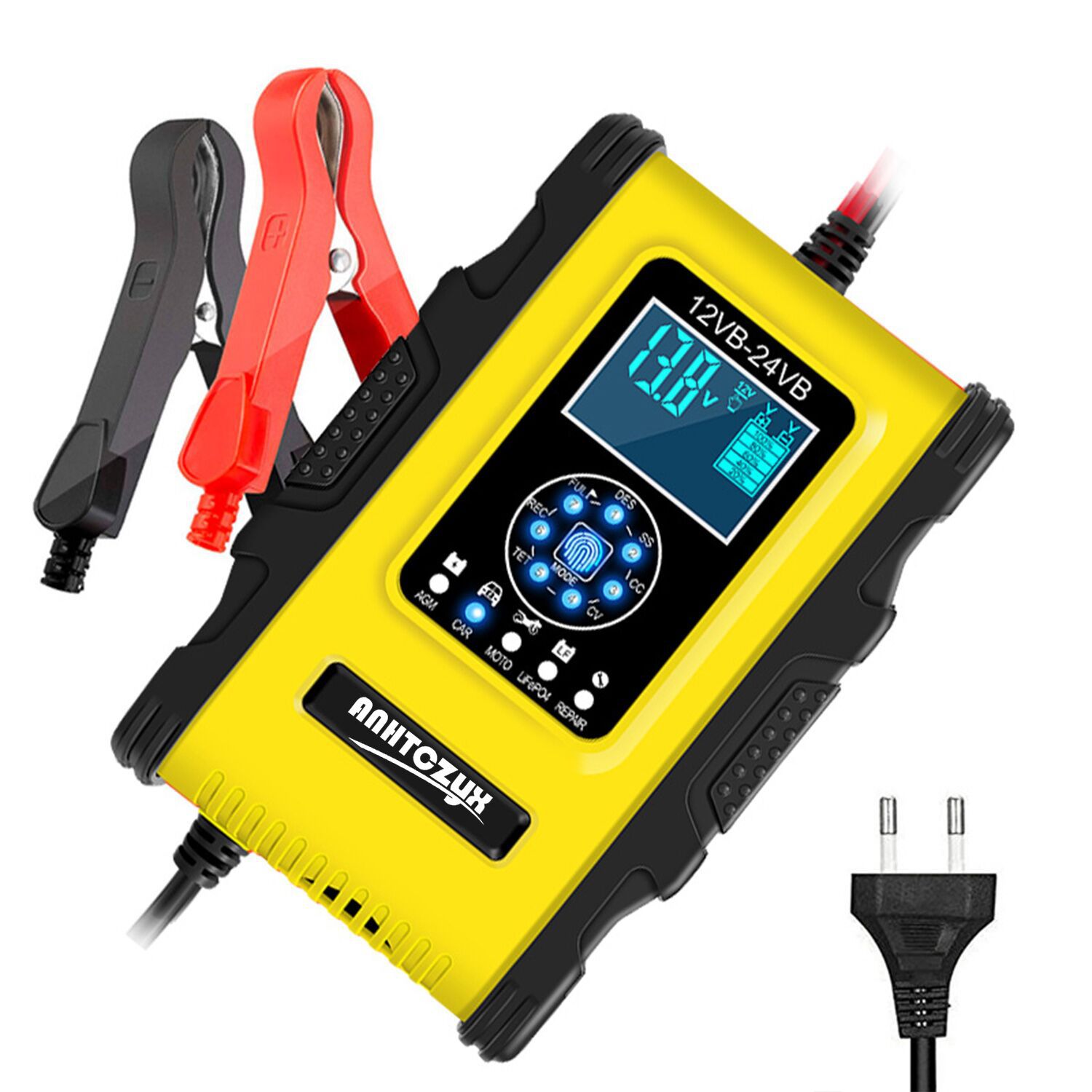 跨境12v24v12a7段式智能铅酸电池充电器 跑马灯14.6v锂电充电器