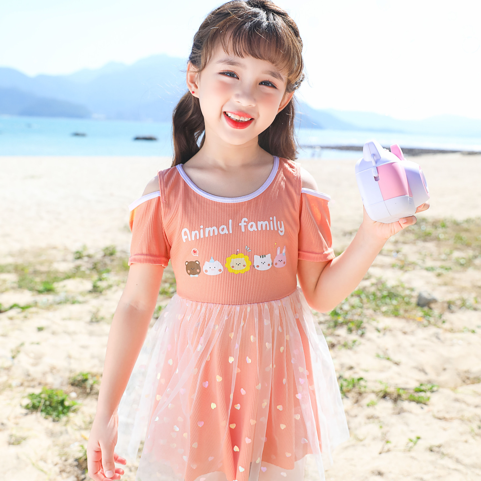 儿童泳衣韩版ins风卡通可爱网纱裙式游泳衣甜美公主中小女童泳衣