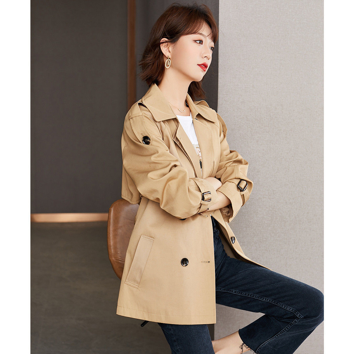 经典英伦风卡其色风衣女2021新款洋气二月八外套中长款衣服