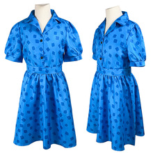 电影 玛蒂尔达cos服 儿童蓝色印花连衣裙cosplay服装万圣节套装