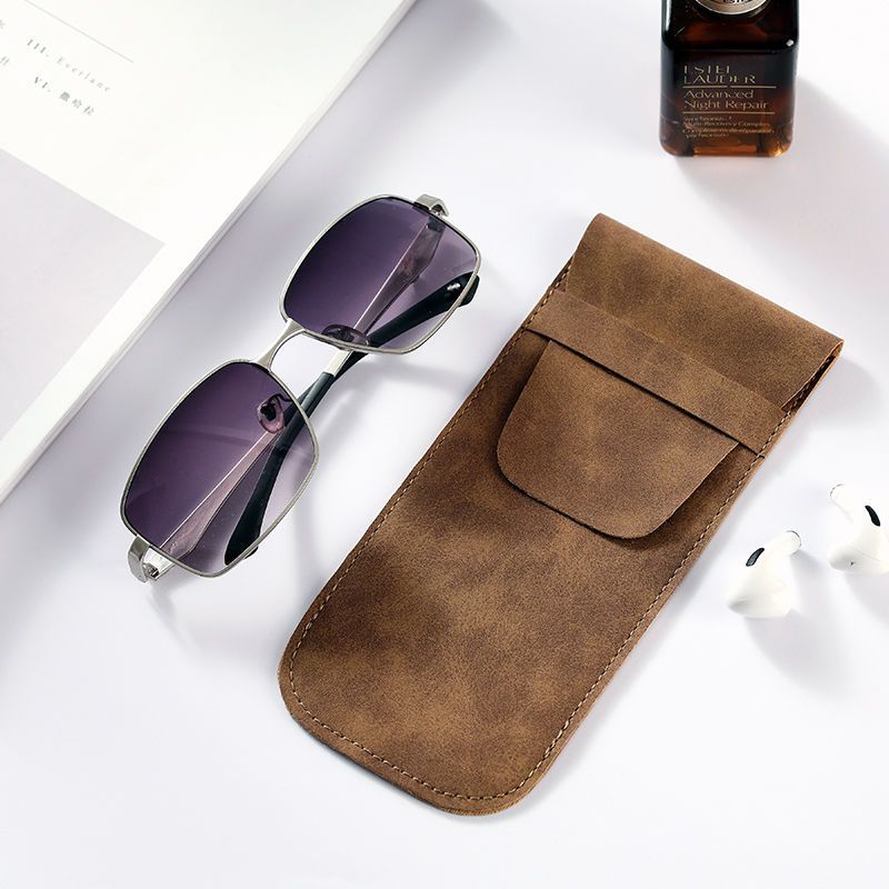 Glasses Bag Retro Soft Leather Portable and Simple Leather Sunglasses Bag Korean Style Portable Protection Reading Glasses Storage Leather Case