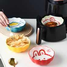 陶瓷烤碗空气炸锅专用碗可爱家用花边碗卡通冰粉甜品水果沙拉马小