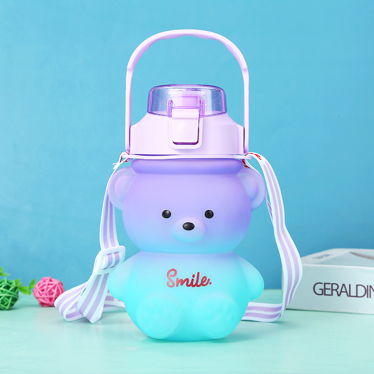 Cute Water Glass Bear Large-Capacity Water Cup Children's Student Water Cup Strap Outdoor Portable Water Cup Factory Direct Supply