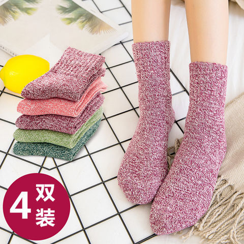 袜子女中筒袜加厚加绒保暖秋冬款冬季韩版学院风韩国羊毛线棉袜女