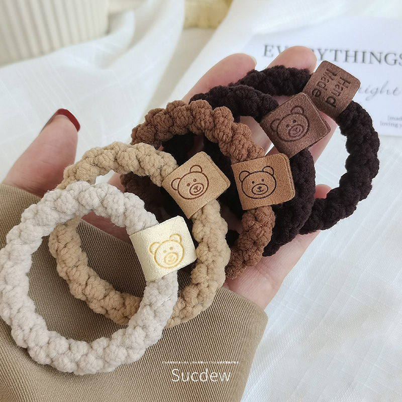 Online Influencer Cute Plush Hair Rope Small Intestine Hair Ring Headdress Simple Rubber Band Female Hair-Binding High Elastic Durable Head Rope New