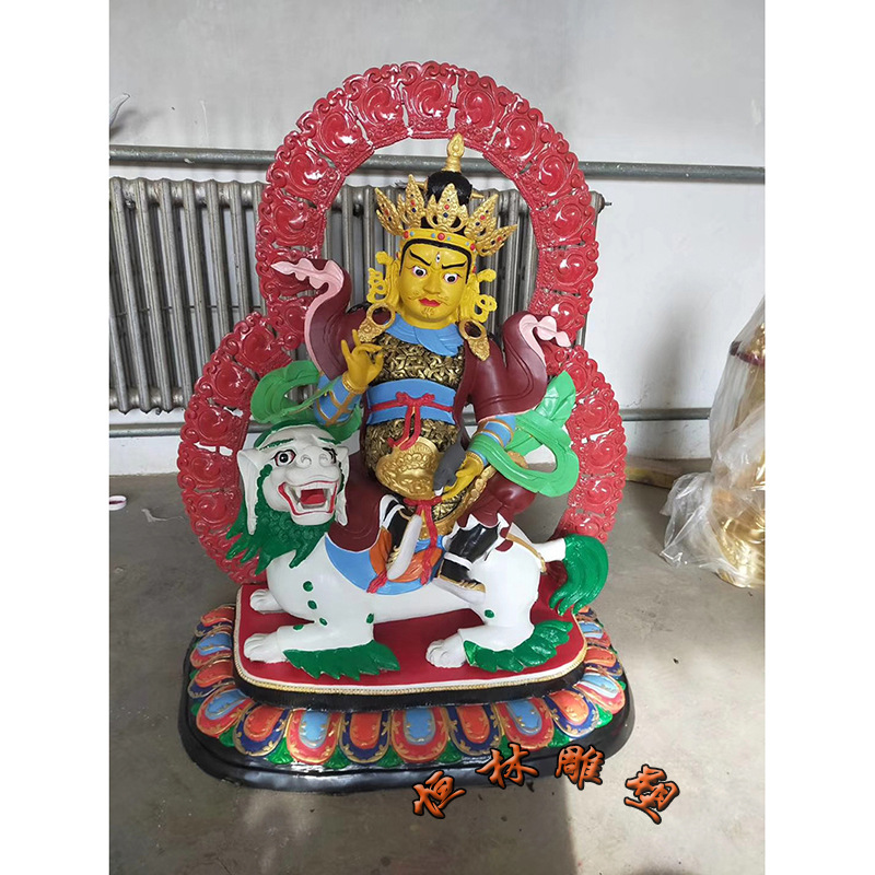 财宝天王铜佛像 纯铜铸造大型藏传1米毗沙门天王护法铜雕恒林雕塑