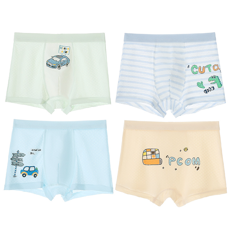 Boys' Underwear Ice Silk Summer Children's Boxer Mesh Thin Big and Small Children Boxer Shorts Baby Boy