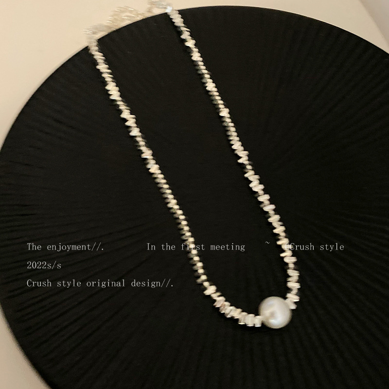 Silver Two Necklace Single Pearl Pendant Necklace for Women Summer 2023 New Temperament Clavicle Chain Internet Celebrity