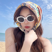 大方巾女法式复古夏季丝巾ins海边沙滩遮阳披肩头巾