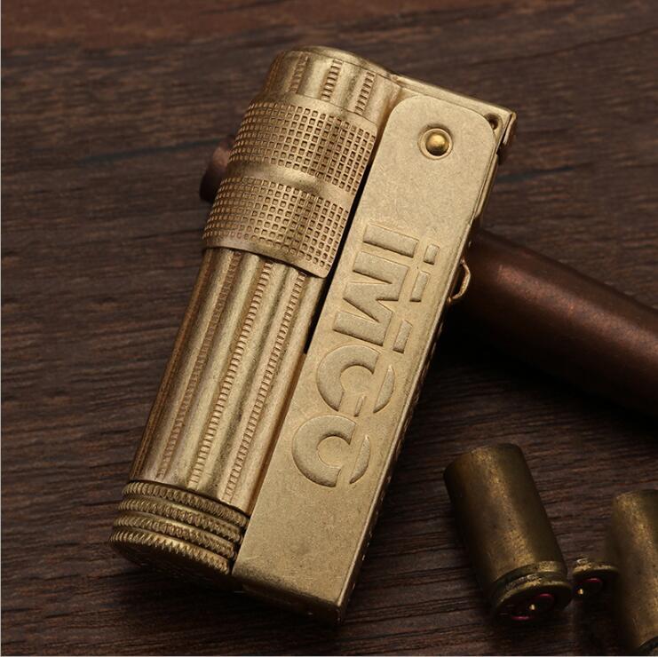 爱酷煤油打火机正品imco标全套原铜滚花经典款男士礼品吸烟工具