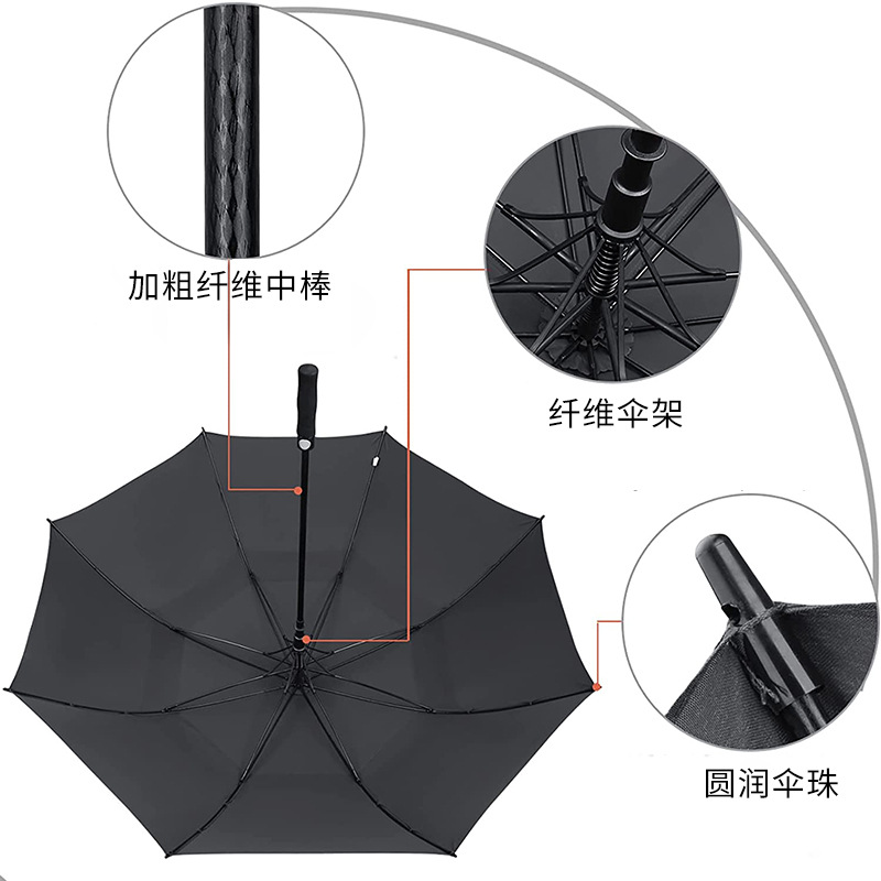Oversized Automatic Double-Layer Golf Umbrella Extra Large Long Handle Umbrella Wholesale Men's Business Long Handle Umbrella