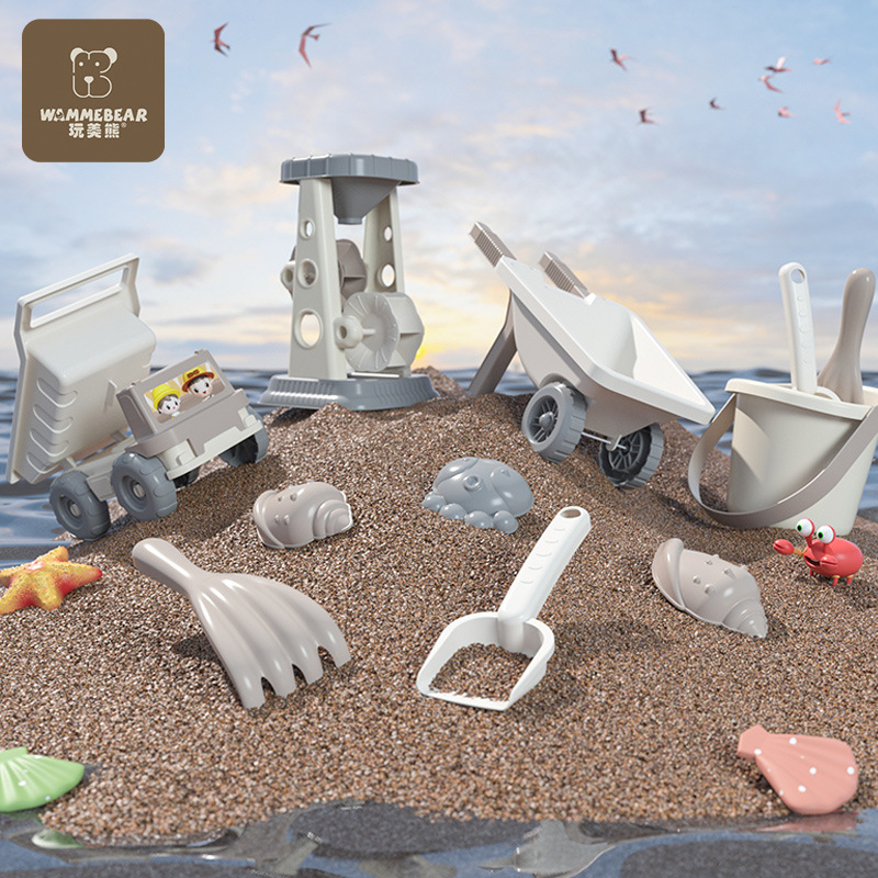 Children's Beach Car Toy Set Baby Shovel Sand Sand Digging Hourglass Sand Playing Tools Thickened Small Shovel and Barrel