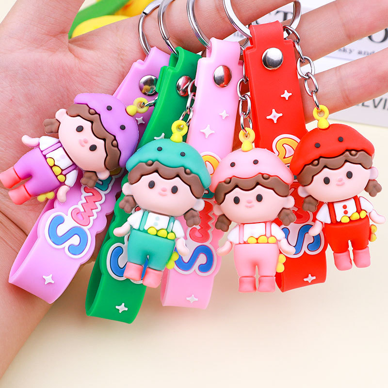 New Dinosaur Girl Keychain Soft Rubber Accessories Cute Little Doll Accessory Bag Hanging Ornament Factory in Stock Wholesale