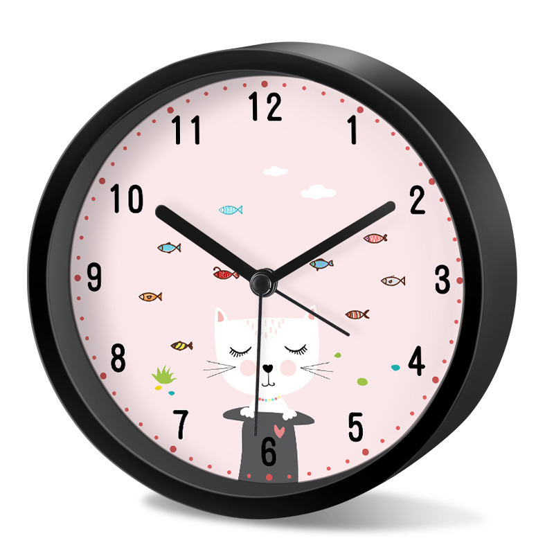 儿童卡通桌面粉色塑料闹表 静音小闹钟学生卧室钟表 alarm clock
