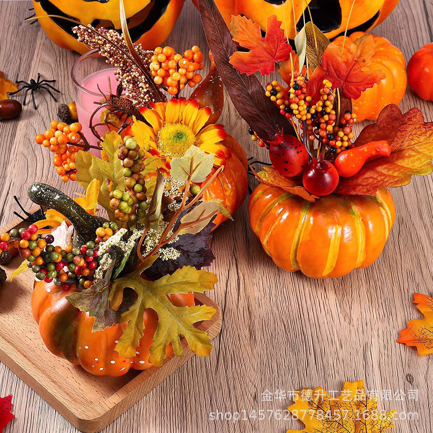 Cross-Border E-Commerce Manufacturers Supply Thanksgiving Harvest Festival Halloween Autumn Maple Leaf Pumpkin Pomegranate SUNFLOWER Small Ornaments