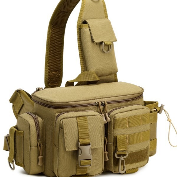 亚马逊跨境 多功能路亚包 大腰包战术斜挎钓鱼包插杆包收纳户外包