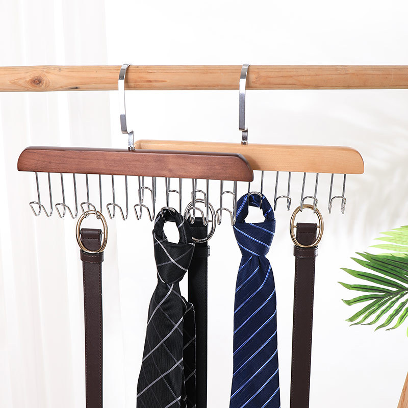 8 Hooks Multifunctional Wooden Sling Underwear Hanger Vest Tie Hook Student Dormitory Solid Wood Wave Drying Rack