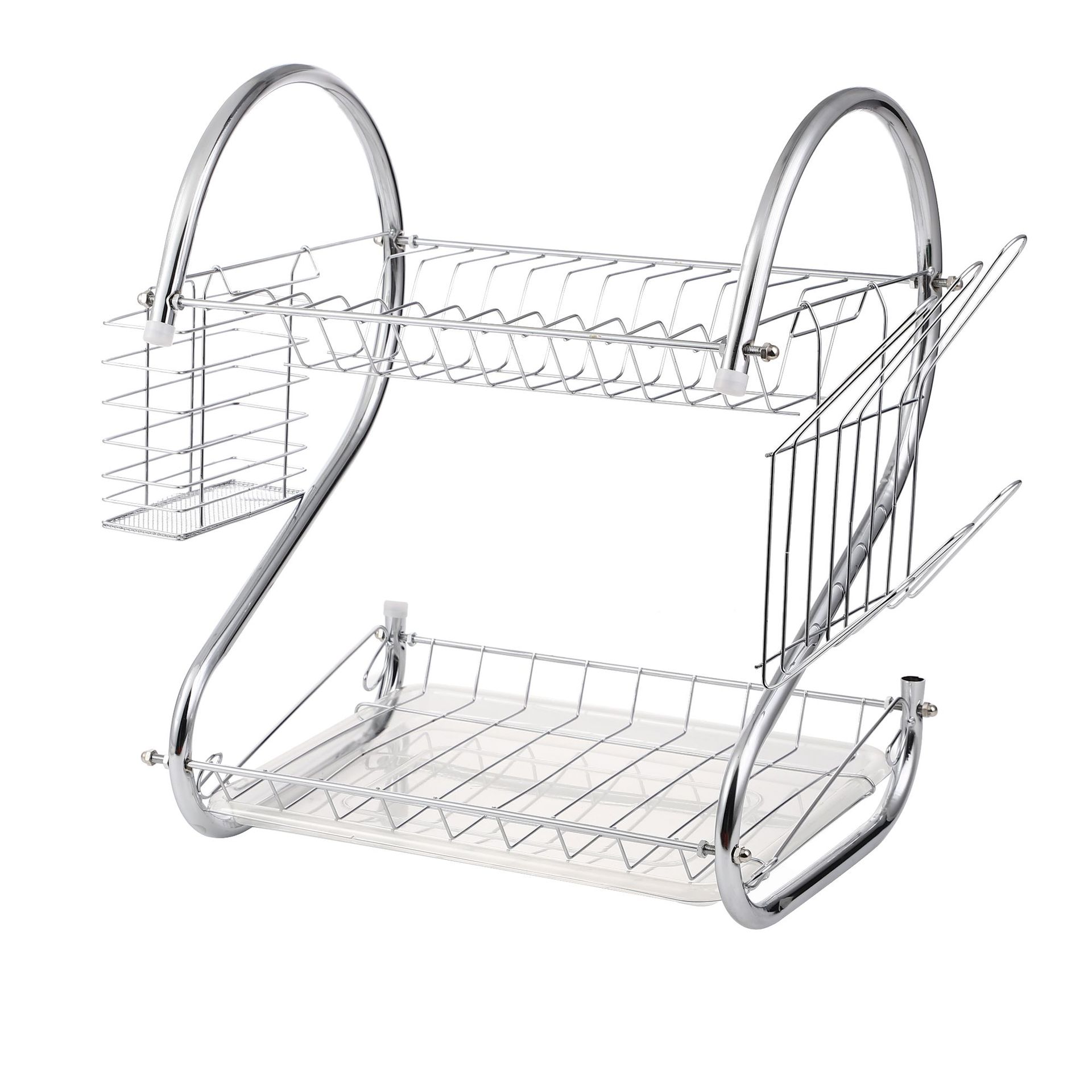 S-Type Tableware Storage Draining Rack Kitchen Floor Double-Layer Storage Rack Creative Dish Rack Kitchen Multi-Layer Storage Rack