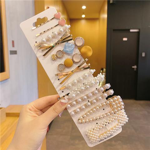 2023 New Winter Fairy Side Set Rhinestone Barrettes Internet Influencer Pearl Popular Headdress Korean Style Bang Hairpin