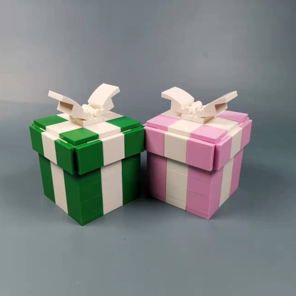 情人节兼容乐高积木 小颗粒moc蝴蝶结戒指盒首饰盒惊喜送礼玩具