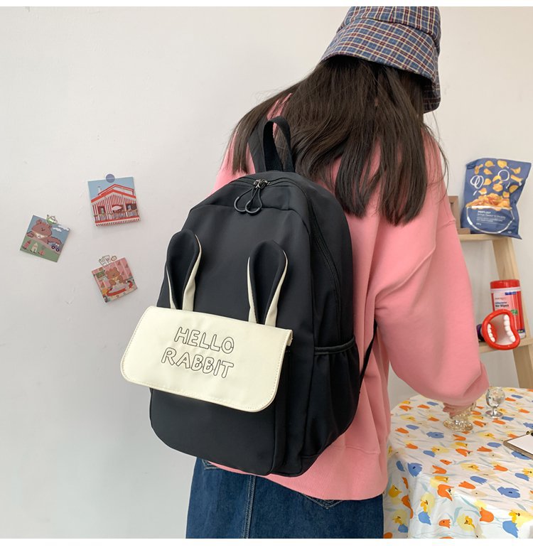 Schoolbag Female Japanese Style Cute Funny Personality Rabbit Ears Soft Girl Backpack Korean Style Mori Style Simple Student Backpack