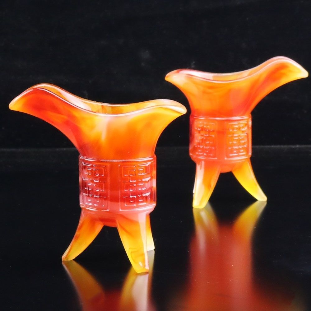 厂货琉璃玉红玛瑙色帝王樽单只酒杯家用宫廷复古雕花帝王酒具礼品