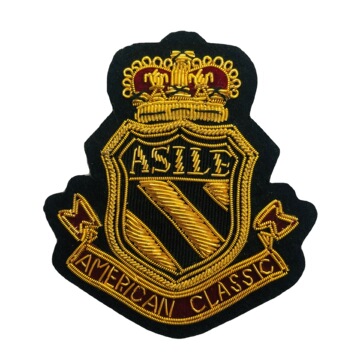 印度丝刺绣徽章 印度绣商标 金属丝刺绣标 印度丝绣花标绣章