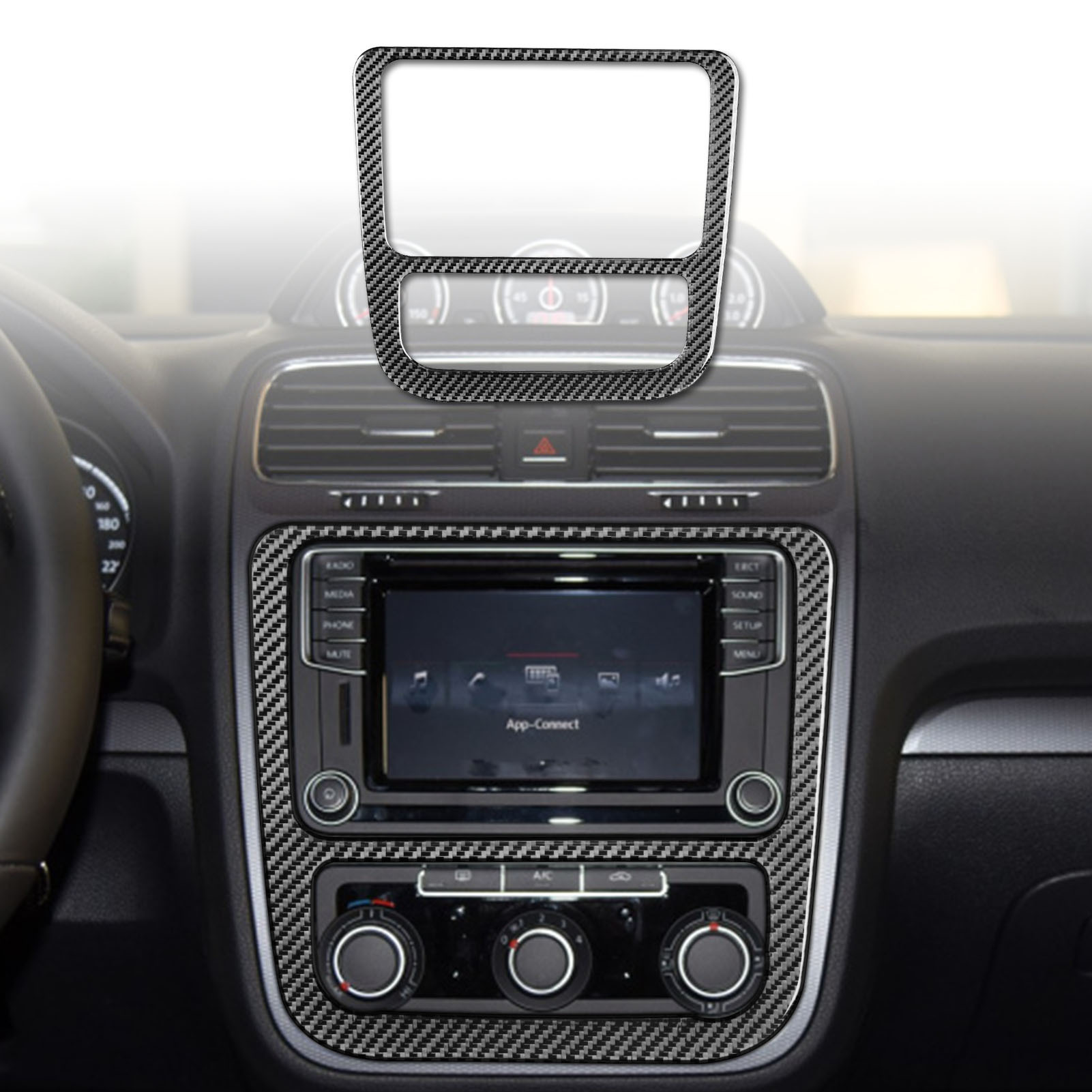 适用大众尚酷09-16碳纤维内饰改装中控cd空调面板装饰框贴纸配件