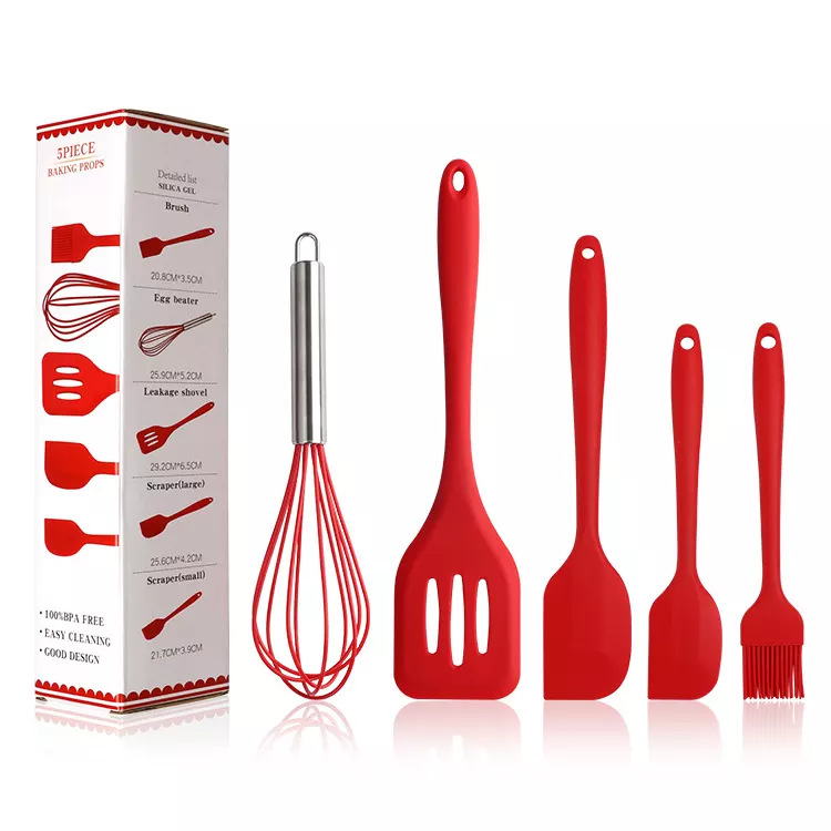 Silicone Five-Piece Kitchen Ware Set Household Non-Stick Pan Food Grade High Temperature Resistant Spatula Spatula Baking Tool Set