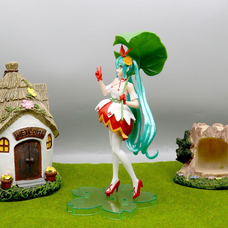 绿叶初音未来拇指姑娘模型手办 miku公主殿下女生可爱桌面摆件