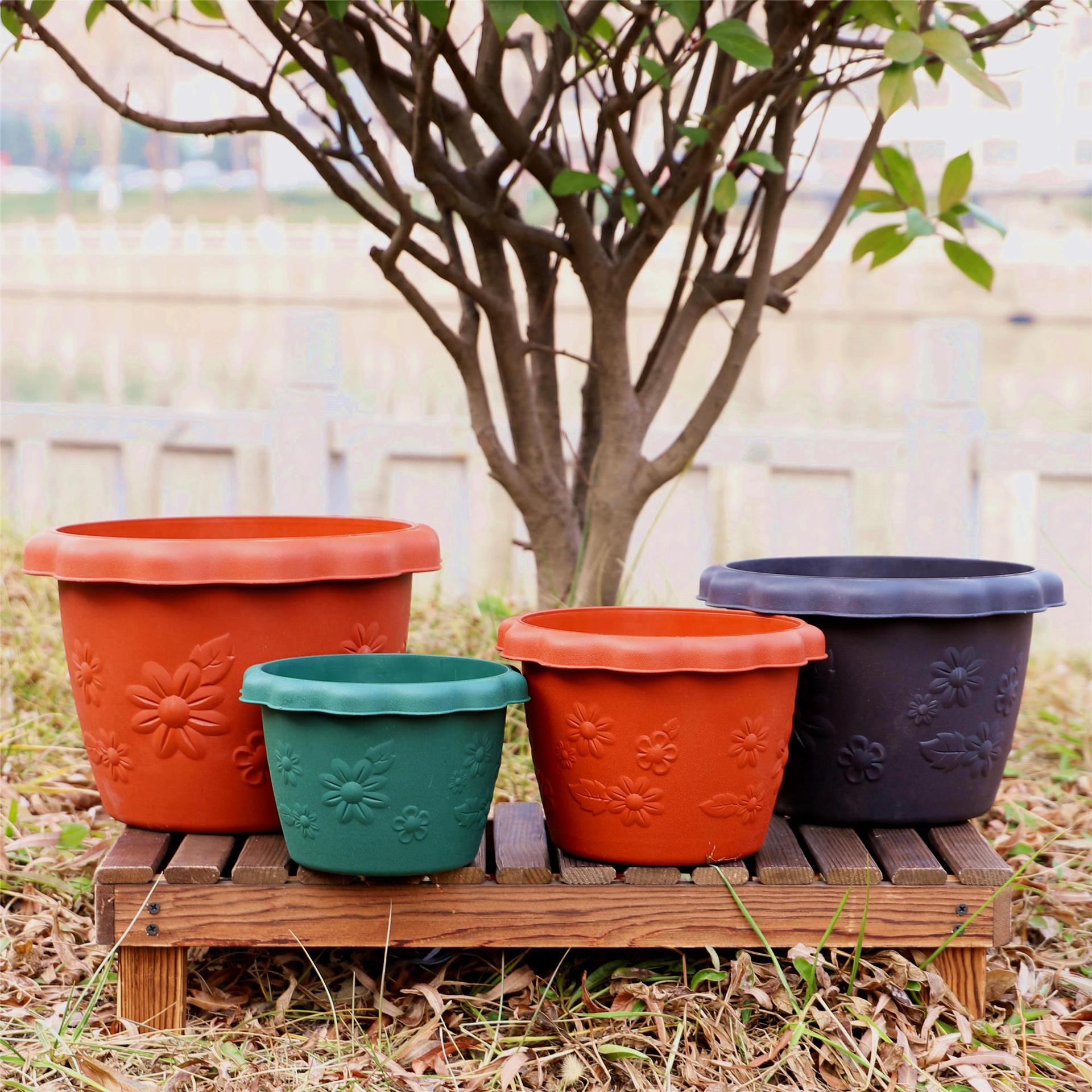 厂家批发 塑料花盆加厚绿植绿萝花盆多肉盆家庭园艺 仿紫砂花盆