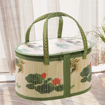 螃蟹包装竹篮子大闸蟹批发礼盒 手编可折叠鸡蛋水果特产竹篮蟹篮