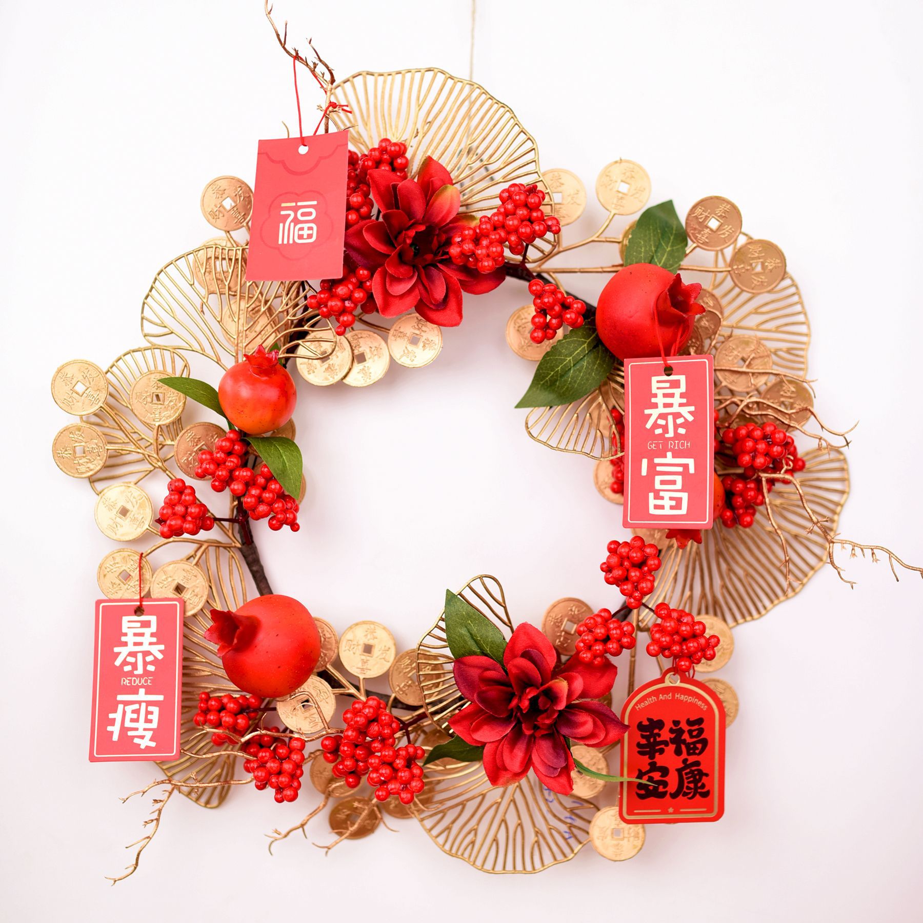 New Year Decoration Housewarming Home Decoration Living Room Decoration Luminous Lantern Festival Artificial Wreath Chinese New Year Decoration