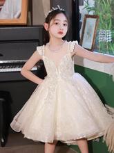 儿童礼服高端夏天无袖薄款小女孩生日宴公主裙主持人钢琴比赛纱裙