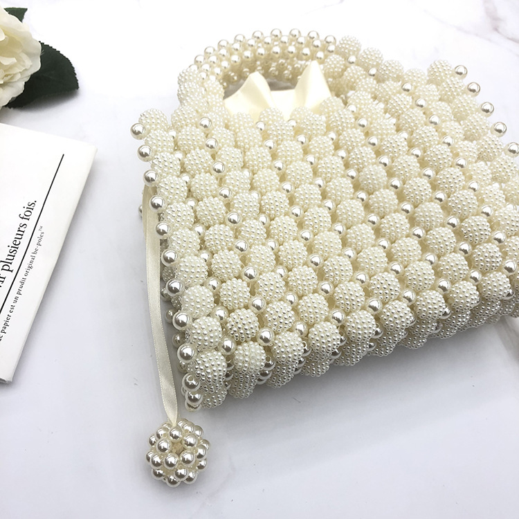 Spring and Summer New Waxberry Beads Pearl Bag Hand-Woven Bag Socialite Western Style Handbag Female French Style Beads Bag Retro