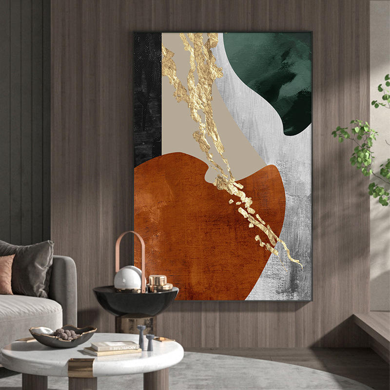 侘寂风落地装饰画 客厅大幅抽象挂画沙发背景墙轻奢壁画玄关大气