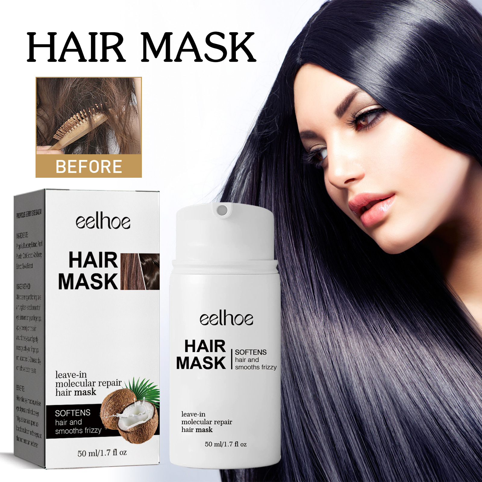 Eelhoe Hair Mask Repair Hair Manic and Smooth Gentle and Shine Hydrating and Improving Dyeing and Perming Soft Hair Fluffy Hair Care