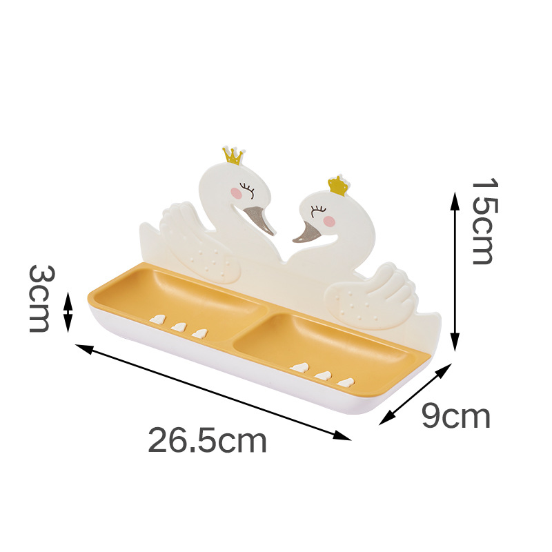 M57 Little Swan Cartoon Soap Box Bathroom Wall-Mounted Soap Dish Home Bathroom Plastic Soap Box Wholesale